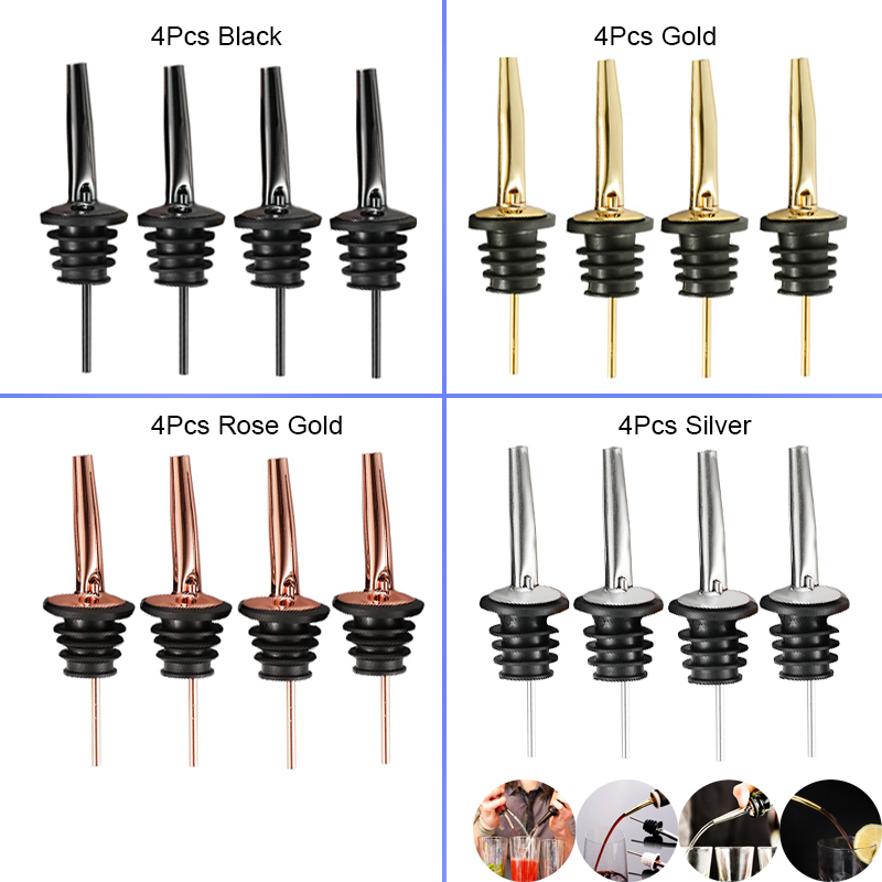 Wine Aerator Pour - 4Pcs Black/Rose Gold/Silver Liquor Pourers, Stainless