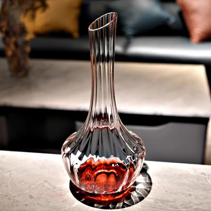 Wine Aerator Pour - Elegant European Fluted Crystal Wine Pitcher