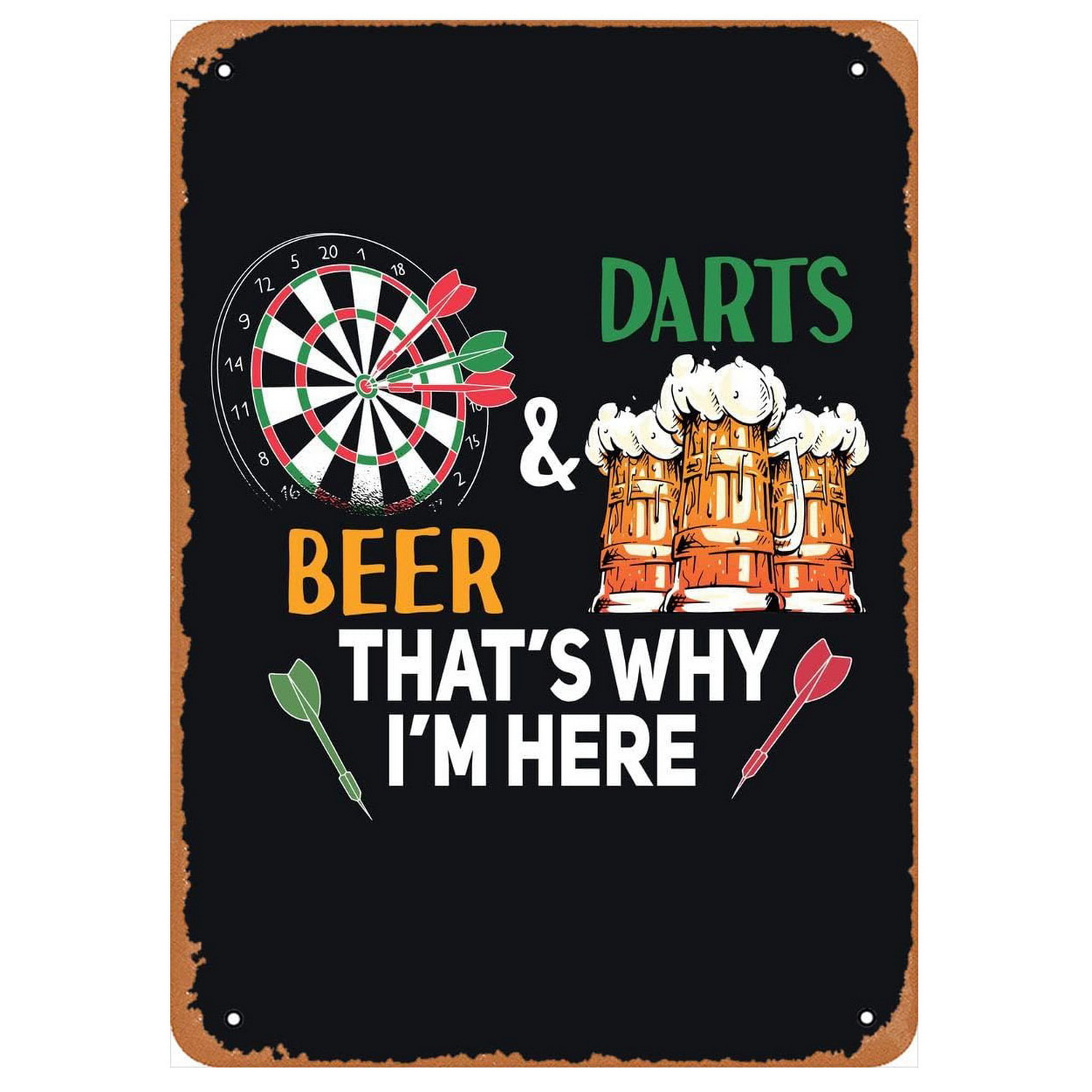 Vintage Darts & Beer Tin Sign, - Wine Tag Label review and price